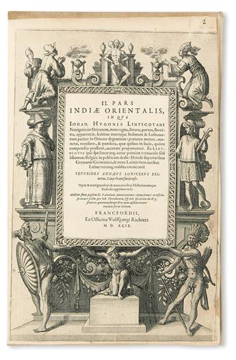 BRY, JOHANN THEODOR and JOHANN ISRAEL DE.  II. pars Indiae orientalis. 1599. Lacks the map of Mozambique.